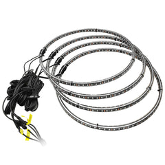 4pc 17.5'' RGB Double Row LED Wheel Lights For Car Truck Bluetooth