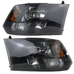 Headlights Assembly Compatible with 2009-2018 Dodge Ram Quad 1500 2500 3500 Pickup Replacement Headlamp Black Housing Clear Lens