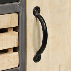 Mango Wood and Steel Sideboard 25.6x13x29.9