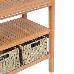 Bathroom Vanity Cabinet with 2 Baskets Solid Teak 29.1x17.7x29.5