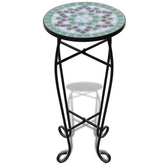 Mosaic Side Table Plant Table Green and White Stylish