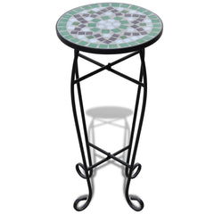 Mosaic Side Table Plant Table Green and White Stylish
