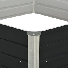 Anthracite Raised Garden Bed 50.8x50.8x17.7 Galvanized Steel Outdoor Planter
