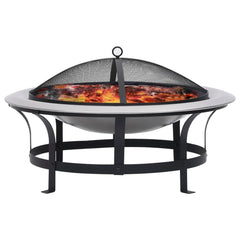 Outdoor Fire Pit with Grill Stainless Steel 29.9