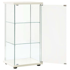 White Storage Cabinet with Tempered Glass