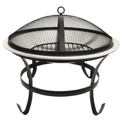 2-in-1 Fire Pit and BBQ with Poker 22x22x19.3 Stainless Steel