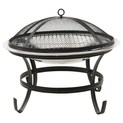 2-in-1 Fire Pit and BBQ with Poker 22x22x19.3 Stainless Steel