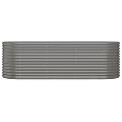 Gray Powder-Coated Steel Raised Garden Bed 88.2 x 31.5 x 26.8 Inches