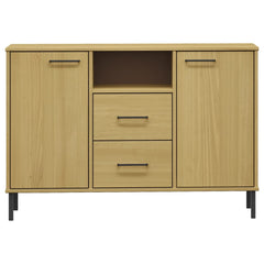 Brown Sideboard OSLO with Metal Legs 44.5x15.7x30.3 Solid Wood