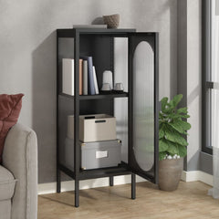 Sideboard Black 15.7x13.8x41.3 Glass and Steel