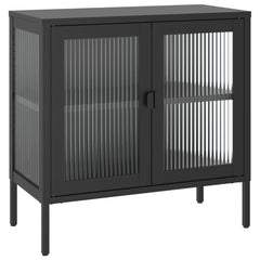 Sideboard Black 27.6x13.8x27.6 Glass and Steel