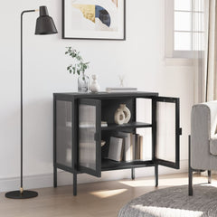 Sideboard Black 27.6x13.8x27.6 Glass and Steel