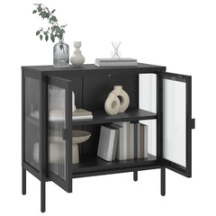Sideboard Black 27.6x13.8x27.6 Glass and Steel