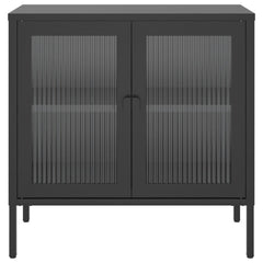 Sideboard Black 27.6x13.8x27.6 Glass and Steel