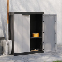 Outdoor Storage Cabinet Gray and Black 25.6x14.6x33.5 PP