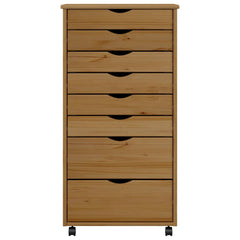 Rolling Cabinet with Drawers MOSS Honey Brown Solid Pinewood