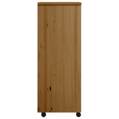 Rolling Cabinet with Drawers MOSS Honey Brown Solid Pinewood