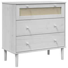 White Drawer Cabinet SENJA Rattan Look 31.5x15.7x31.5 Solid Pine