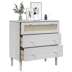White Drawer Cabinet SENJA Rattan Look 31.5x15.7x31.5 Solid Pine
