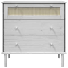White Drawer Cabinet SENJA Rattan Look 31.5x15.7x31.5 Solid Pine