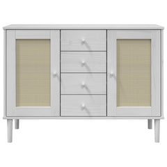 Sideboard SENJA Rattan Look White 44.1x15.7x31.5 Solid Wood Pine