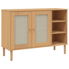 SENJA Rattan Look Brown Sideboard 44.1x15.7x31.5 Solid Pinewood