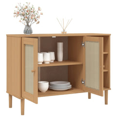 SENJA Rattan Look Brown Sideboard 44.1x15.7x31.5 Solid Pinewood
