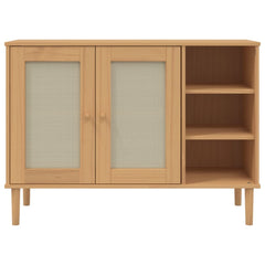 SENJA Rattan Look Brown Sideboard 44.1x15.7x31.5 Solid Pinewood