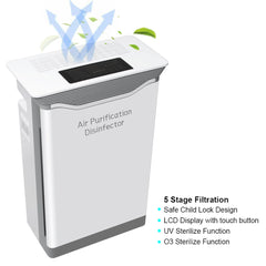 LCD Display 5 Stages Air Purifier Cleaner with Ultraviolet O3 Sterilize Function Filtration System