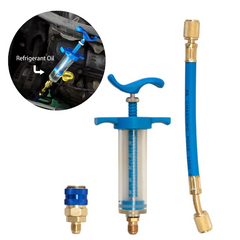 Car A/C Oil/Dye Injector 1Oz With R134a Low Side Quick Coupler Adapter 1/4 Air Conditioning Repair Tools Manual Oiler Injection