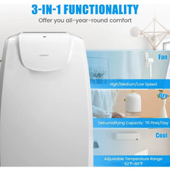 Portable Air Conditioner 11,500 BTU with Dual Hose Remote Control with Dehumidifier Fan Sleep Mode
