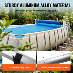 Aluminum Solar Pool Cover Roll 20ft, Above Ground Cover Roll Set for Pools 3-20ft Wide