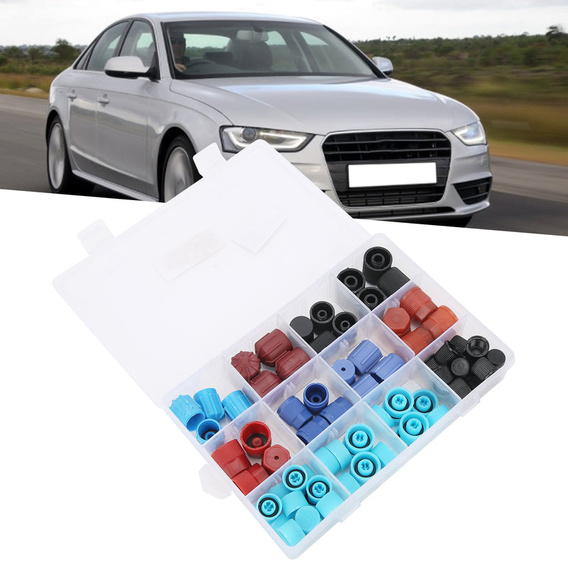 77pcs Air Conditioning Valve Core Caps Replacement A/C System Repairing Accessory for Car