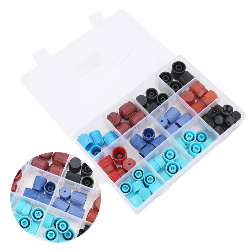 77pcs Air Conditioning Valve Core Caps Replacement A/C System Repairing Accessory for Car