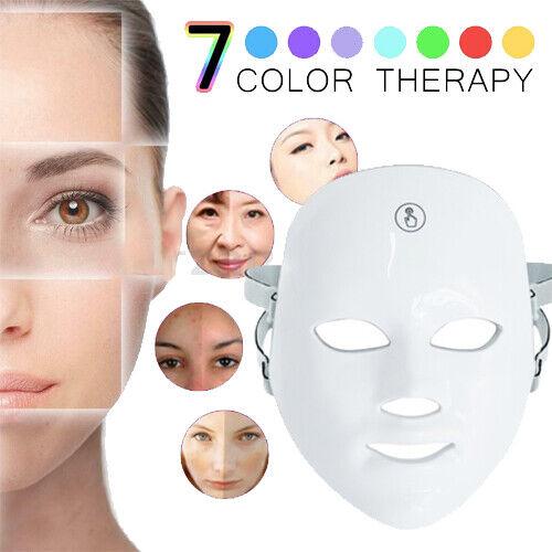 Light Therapy Facial Mask Photon - 7 Colors LED for Skin Rejuvenation, Anti-Wrinkles, Anti-Aging, and Beauty - Face and Neck Mask
