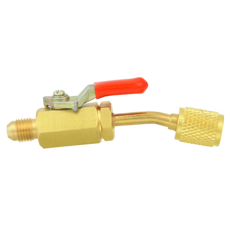 1/4in Arc Brass Manual Shut-off Ball Valve R12/R134A/R410A for Refrigeration Equipment(Red)