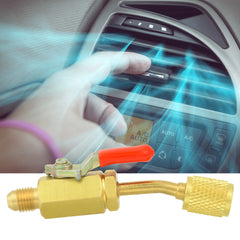 1/4in Arc Brass Manual Shut-off Ball Valve R12/R134A/R410A for Refrigeration Equipment(Red)