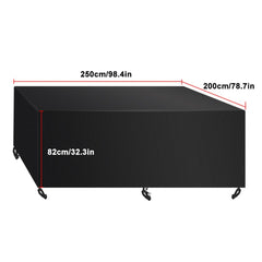 Protect Your Outdoor Furniture with Waterproof Patio Table Cover - Wind, Rain, and Dust-Proof for 98"L x 78"W x 32"H Furniture Set - FDA Approved and UV Resistant - Black