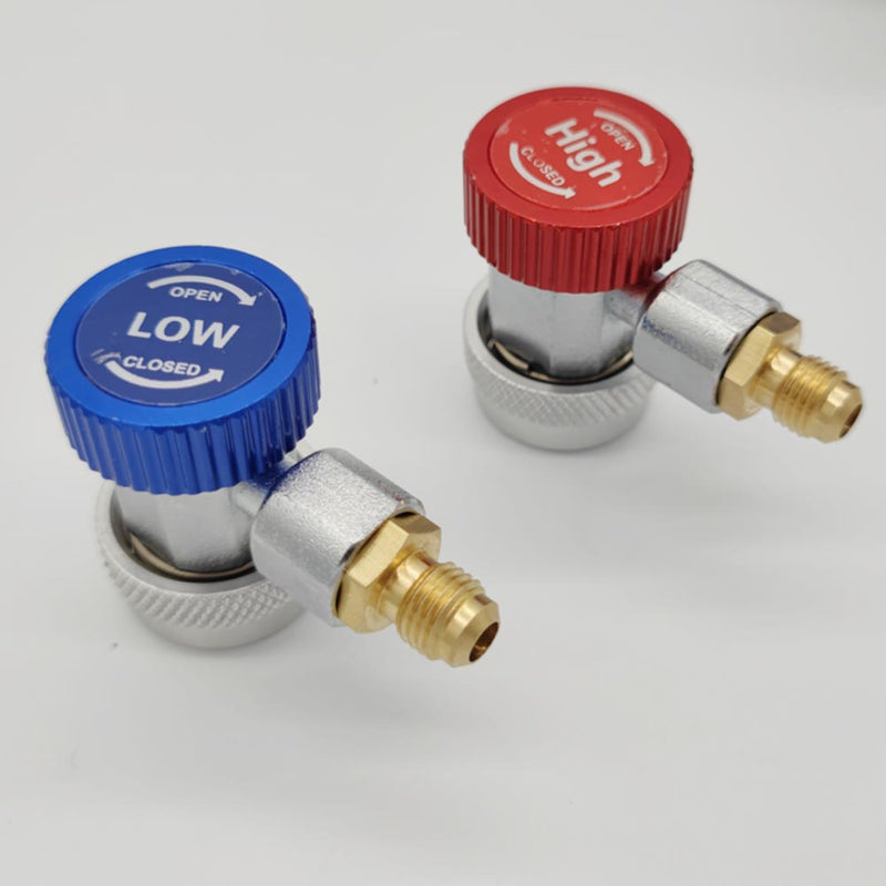 2pcs R134A H/L Auto Car Quick Coupler Connector Brass Adapters Air Conditioning Refrigerant