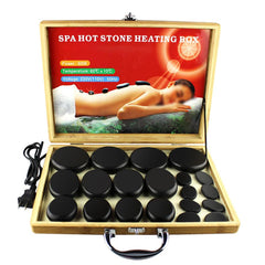Relax and Rejuvenate with our Hot Stone Massage Kit - 20pcs Basalt Stones, Bamboo Heating Box, and Black Stone Temperature for Ultimate Spa Health Care Experience