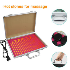 Hot Massage Stone Kit - 18 Basalt Stones in Aluminum Heating Box Spa and Health Care