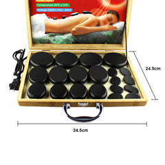 Relax and Rejuvenate with our Hot Stone Massage Kit - 20pcs Basalt Stones, Bamboo Heating Box, and Black Stone Temperature for Ultimate Spa Health Care Experience