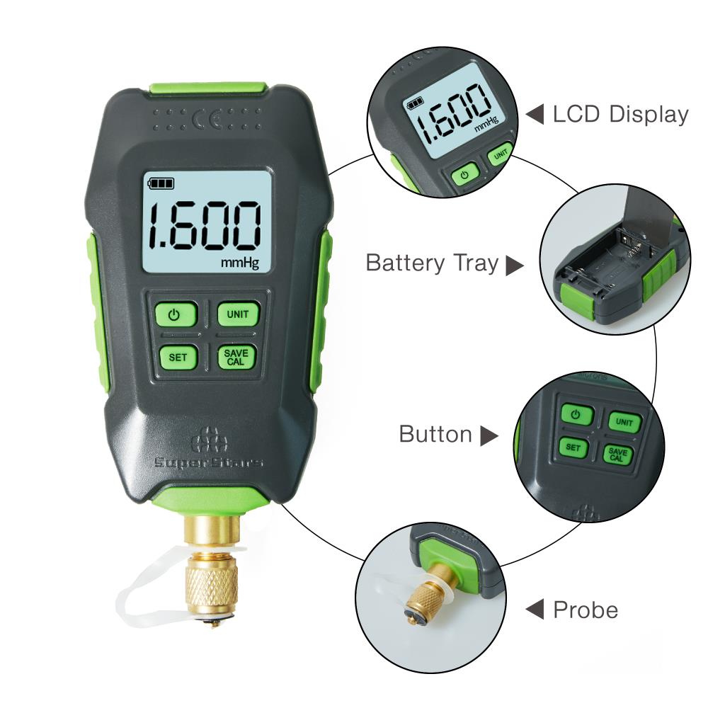 ST-VG90 Digital Vacuum Gauge Digital Display Electronic High-precision Pressure Counting Display Vacuum Gauge