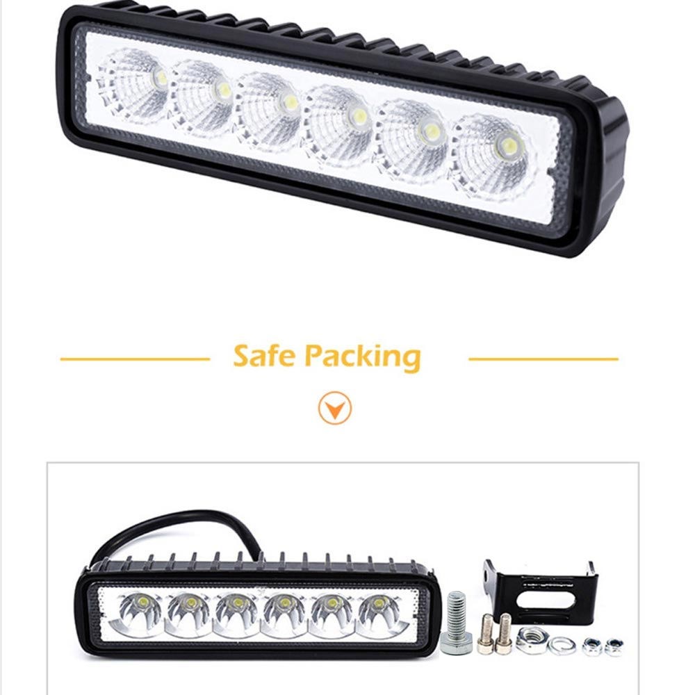 18W 6 LED Work Light Bar Flood Spot Lamp Offroad Driving Fog 4WD SUV Truck