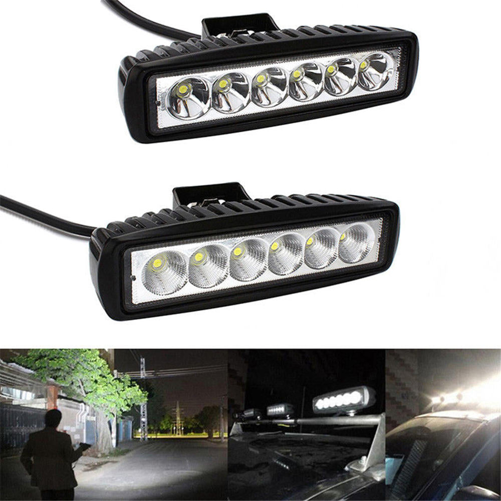 18W 6 LED Work Light Bar Flood Spot Lamp Offroad Driving Fog 4WD SUV Truck