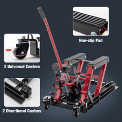 Hydraulic Motorcycle Lift Jack, 1500 LBS Capacity Foot-Operated Motorcycle Lift Table, ATV Scissor Lift Jack with 4.5" - 15" Lifting Range, Portable Motorcycle Lift Table with 4 Wheels.