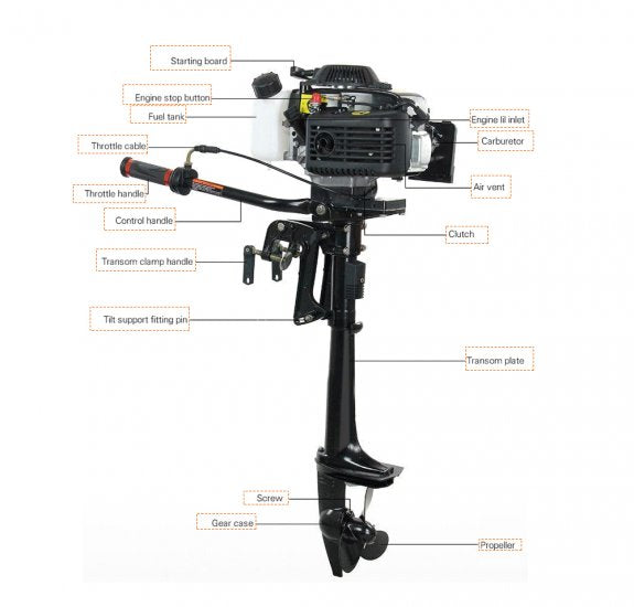 New 4 Stroke 3.6 HP Outboard Motor 55CC Boat Engine With Air Cooling System