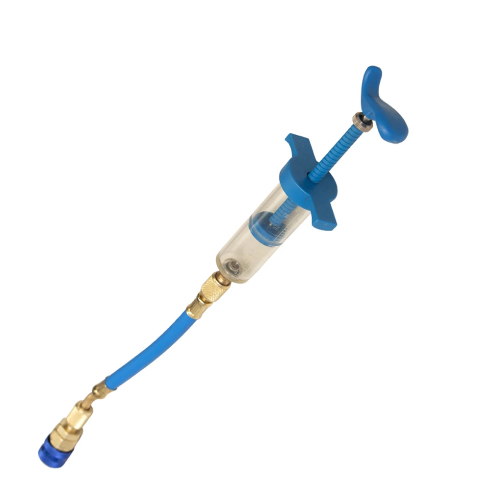 Car A/C Oil/Dye Injector 1Oz With R134a Low Side Quick Coupler Adapter 1/4 Air Conditioning Repair Tools Manual Oiler Injection