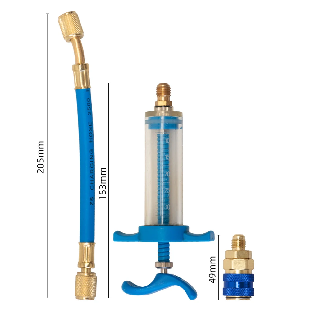 Car A/C Oil/Dye Injector 1Oz With R134a Low Side Quick Coupler Adapter 1/4 Air Conditioning Repair Tools Manual Oiler Injection