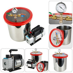 5 Gallon Stainless Steel Vacuum Degassing Chamber Silicone Kit w/3 CFM Pump Hose